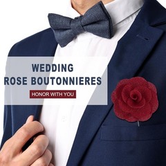 12Pcs Rose Boutonniere Pins Groom Wedding Boutonnieres for Men