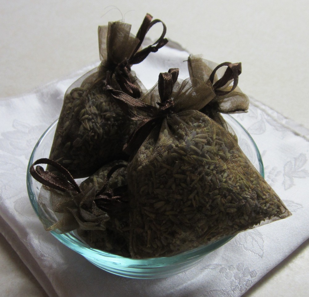 Set of 4 Lavender Sachets made with Brown Organza Bags