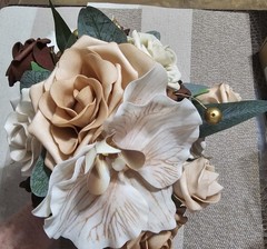 Blush, Brown Ivory Small Bouquet Wrapped With Brown Ribbon