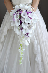 New Bridal Bouquet, Wedding Flowers, Calla Lilies, Artificial Flowers, Waterfall