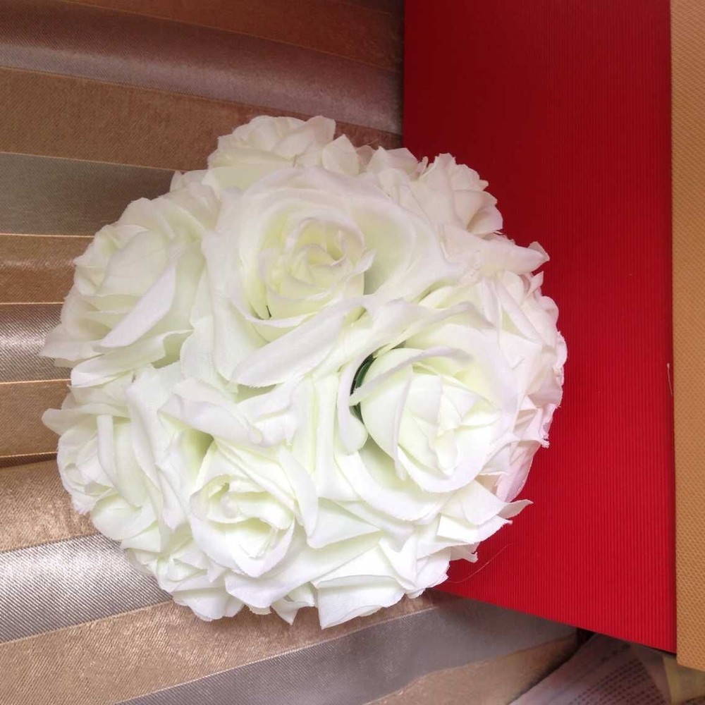 IVORY Rose Flower Ball Wedding decoratin Ball Kissing Ball 10 inch (GA, USA)