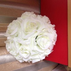 IVORY Rose Flower Ball Wedding decoratin Ball Kissing Ball 10 inch (GA, USA)