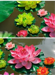 6/9 Floating Foam Lotus Flowers Artificial Plants water Lily Pads Pond Decor