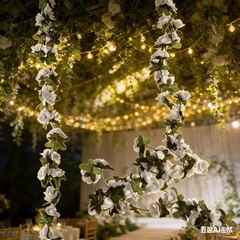 Pack Artificial Rose Vine Fake Flower Garland Fake Rose Hanging Vine 2 White