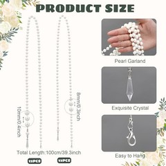 24 Pcs 78ft Wedding Pearl Crystal Garland Faux Pearl Hanging String 78 ft