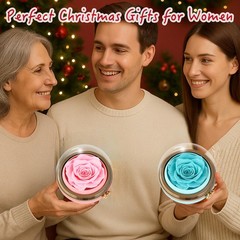 Preserved Real Rose with Heart Necklace , Eternal Flowers Gifts for Blue