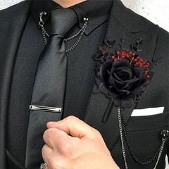 QZV Black Wrist Corsage and Boutonniere Set Gothic Flowers Bouquet Black,red