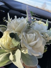 Artificial Wedding Flower Bouquet White Rose Eucalyptus & Lavender Greenery
