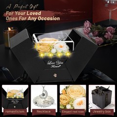 Preserved Three Real Champagne Rose with I Love You
