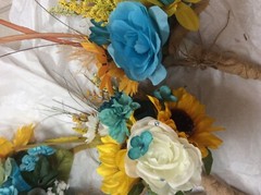 Wedding flowers bridal bouquets decoration sunflowers lavender teals