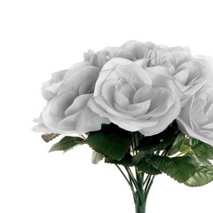 SILVER 12″ tall Velvet Roses ARTIFICIAL FLOWERS Bouquet Wedding Home Decorations