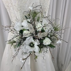 Winter Crystal Faux Silk Wedding Bouquet