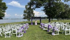 Wedding Shades Of Purple Silk Swags Net Bows Aisle Markers Box 4