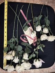 Bouquet Of Beautiful Red and White Silk Roses with silk baby’s breath.