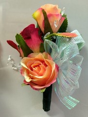 Hand Made wrist Corsage and boutonniere Set