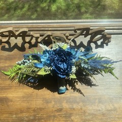 Bridal Wedding Bouquet Hand made Budget Friendly Faux Flowers White Blue