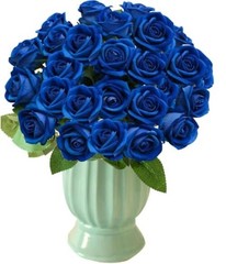 16PCS Artificial Silk Flowers Faux Roses Bouquet Long Stem for Home Royal Blue