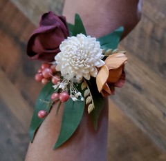 Fall Bridal Bouquet Cascade Sola Wood Burnt Orange Pink Burgundy Wedding Flowers