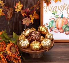 Lamris Pumpkin Decorations 2.7 x 2.1 inches, x 2.55 Gold Fall
