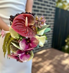 Orchid Exotica Bridal Bouquet – real touch & artificial flowers in vibrant hues.