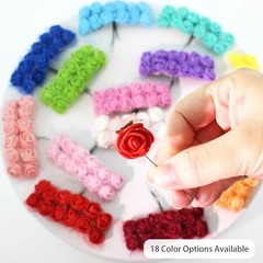 1000 Pcs 0.6 Inch Mini Fake Rose Head with Gauze Small Foam 15. Purple