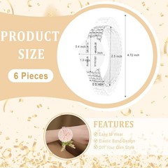Elegant Rhinestone Wrist Corsage Set – 6 Pcs Adjustable Bands for Weddings