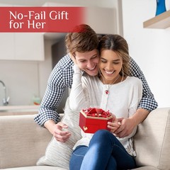 worthfan Preserved Red Real Rose with Necklace Forever Flowers Diamond