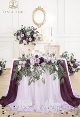 TINGE TIME Artificial Sweetheart Flower Swag with Tablecloth and Table Runner