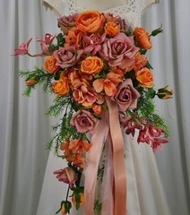 Orchid Rose Garden Faux Silk Cascade Wedding Bouquet