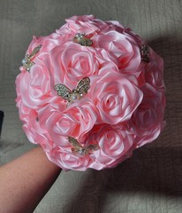 Handmade Bouquet for Quinceañera XV 21 eternal roses and butterflies