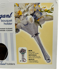 Oasis Elegant Bouquet Holder Metallic Twist Silver Set of 4 NOS *READ*
