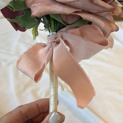 LING’S MOMENTS Bridesmaid Bouquet, Dusty Rose, Gold Accents￼