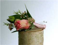 Silk Flower BRIDAL BOUQUET Fuchsia Blush Pink Cream Peony Waxflower Hydrangea