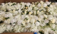 Pre-Arranged Silk Flower Row 49″x8″ – White – for Party Wedding Decoration