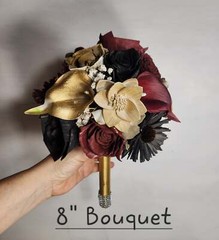Champagne Gold Burgundy Black Sola Wood Bridal Wedding Bouquet Accessories