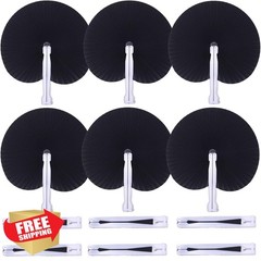 Bestage 20 Paper Folding Hand Fans Black Round Wedding Bridal Party Favors Ch…