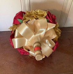 Large gold colored silk rose and real touch roses bridal bouquet…you pick colors