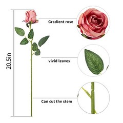 10pcs Artificial Rose Flowers Long Stem Fake Silk Roses for DIY Rose Red