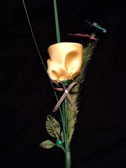 “The Nancy Rose” Unique Artisanal Yellow Fabric Satin Rose.
