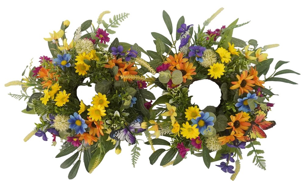 Spring Summer Candle Rings,Floral Candle Rings Wreaths 6 Inch,Daisy and Sunfl…
