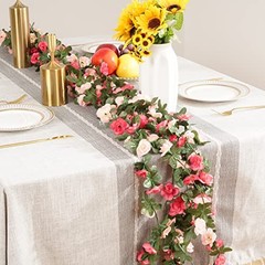8Pcs 65.6Ft Flower Garland Artificial Rose Vines for Bedroom, Cute 8 Pcs Pink