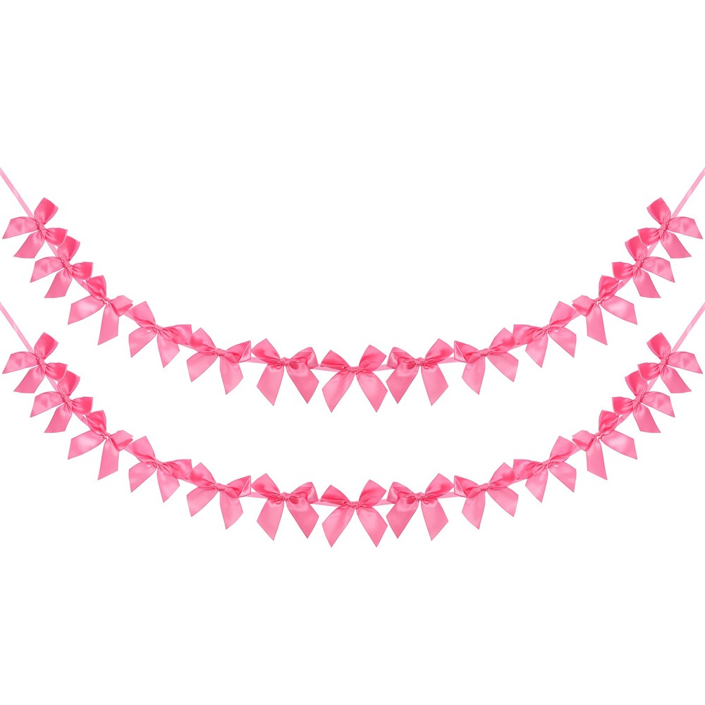 2 String of 13 PCS Rose Red Bow Garland Banner Decoration Party Bow