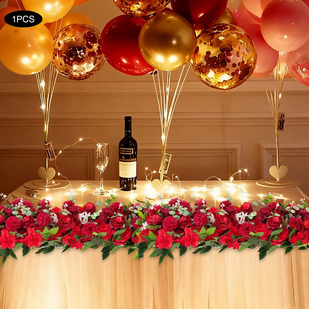 Red Artificial Flower Row for Home Party Wedding Flower Wall Decor Supplies