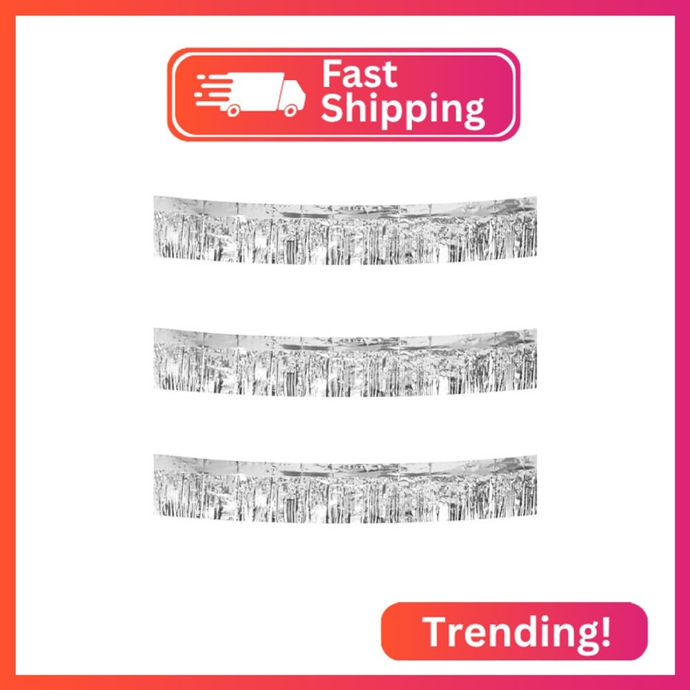 CareCheer 3 Pack Total 30 Silver Feet Foil Fringe Garland Metallic Wall Hanging