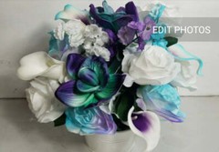 Purple Turquoise White Rose Calla Lily Orchid Bridal Wedding Bouquet Accessories