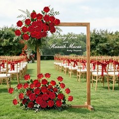 12PCS 20‘’ Red Artificial Roses Flowers with Long 12pcs Red Artificial Flowers