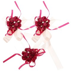 3 Pcs Wedding Flower Wristband Rustic Vintage Wristlet Bracelets for Prom Party