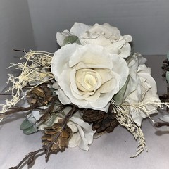 Rustic Cream/ivory Rose Wedding Boutique Set Natural Brown Accents Artificial