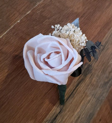 12PC Navy Blue Burgundy Blush Bridal Bouquet & Matching Sola Wood Wedding Flower