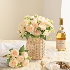 MARTINE MALL 4 Packs Peonies Artificial Flowers, Champagne 4PCS,